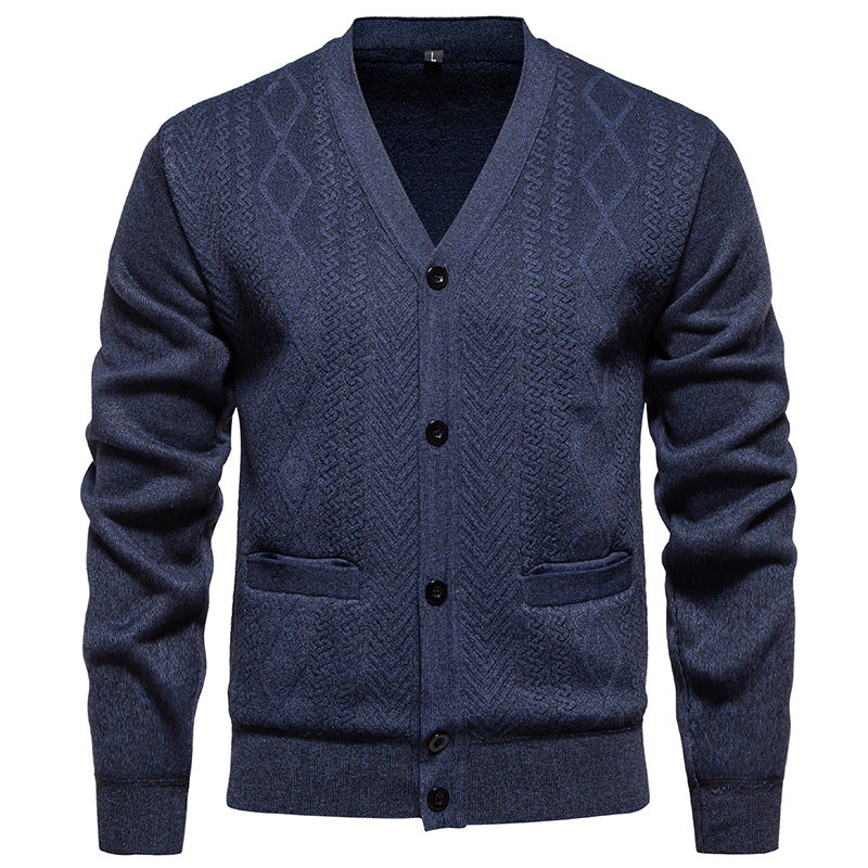 Herren klassische Strickjacke mit strukturiertem Design und praktischen Taschen Aliams