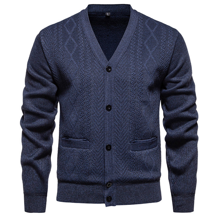 Herren klassische Strickjacke mit strukturiertem Design und praktischen Taschen Aliams