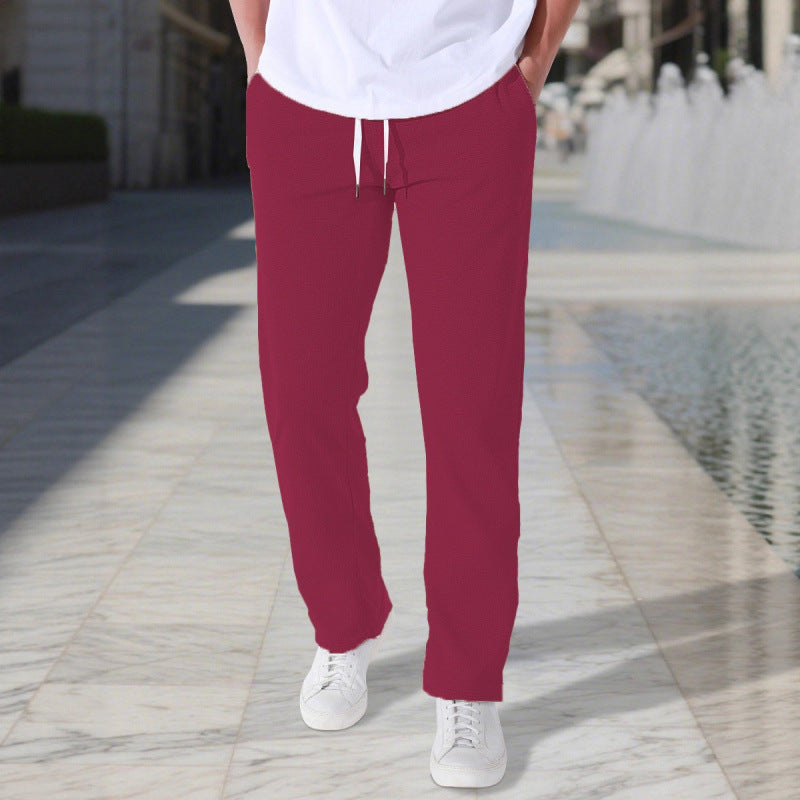 Herren Bequeme Freizeithose mit verstellbarem Bund und seitlichen Taschen Aliams