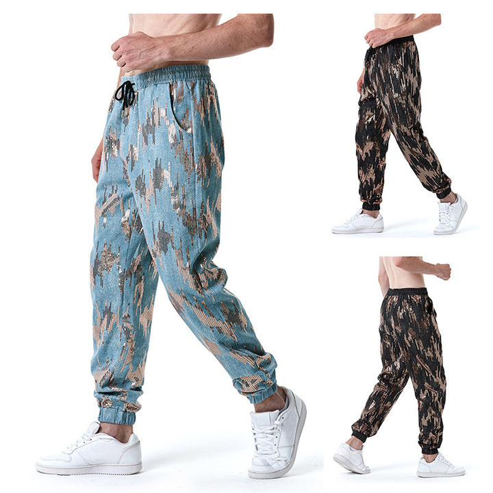 Herren Freizeithose mit Glitzer-Effekt und elastischem Bund Aliams