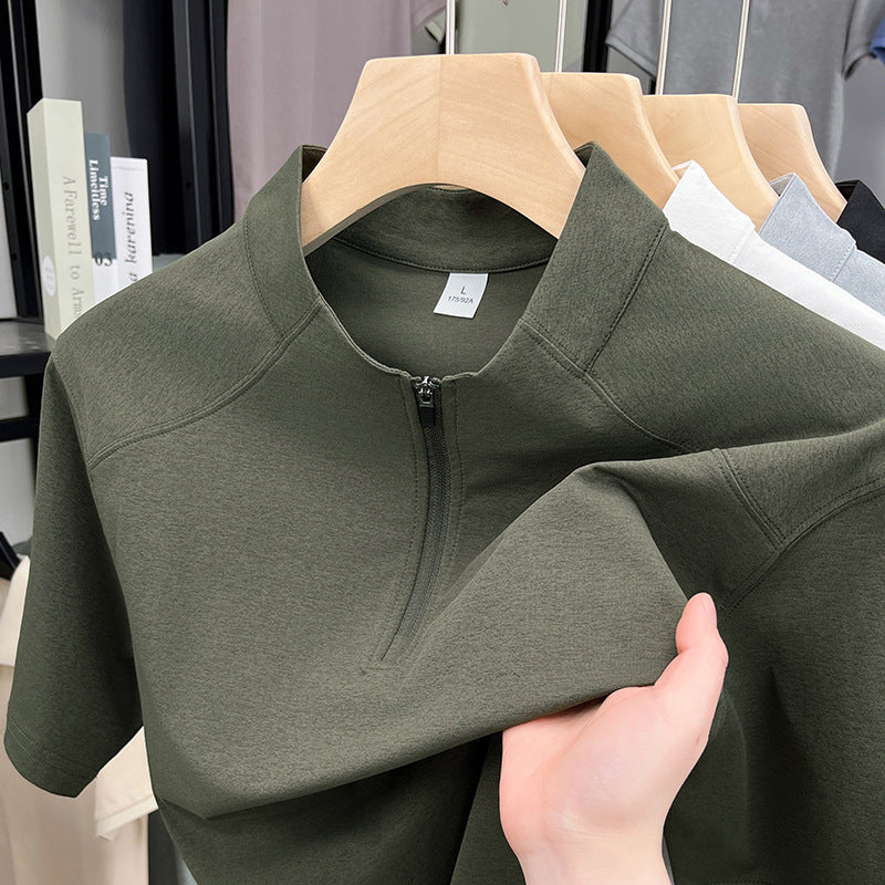 Herren Kurzarm Funktionsshirt mit Reißverschluss und atmungsaktiver Technologie Aliams