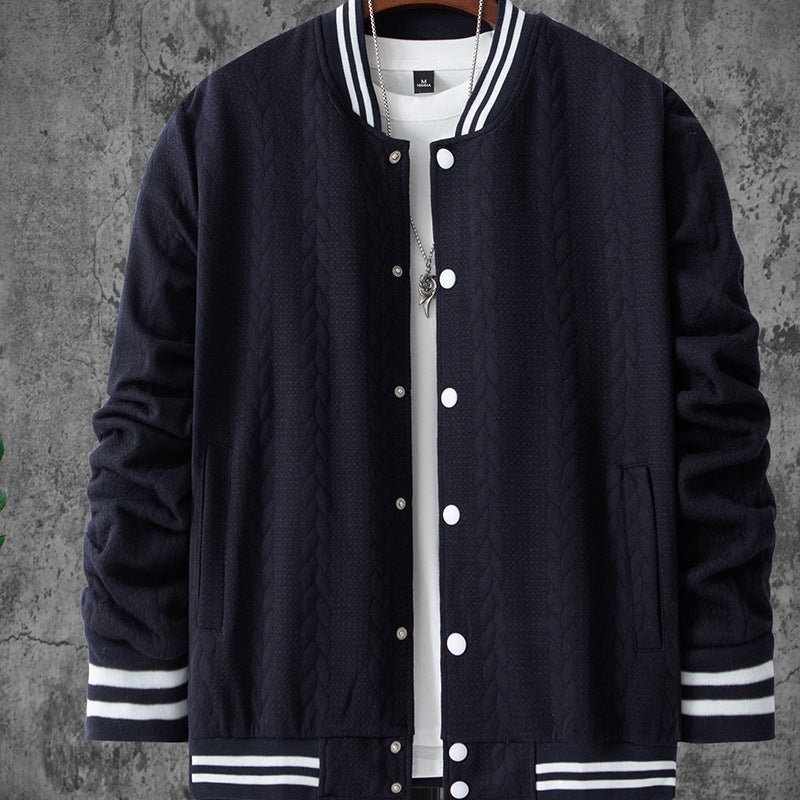 Herren stylische Bomberjacke mit strukturiertem Strickmuster und sportlichen Akzenten Aliams