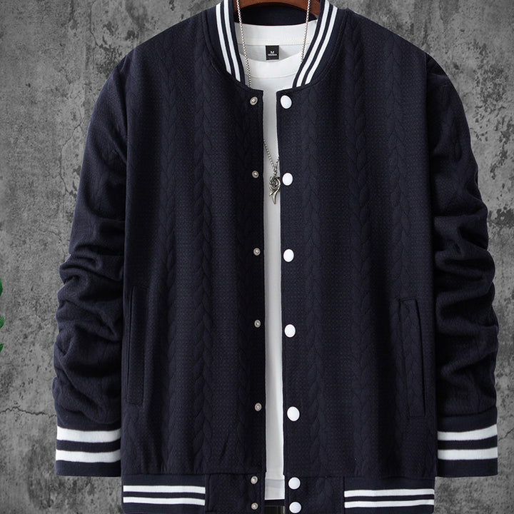 Herren stylische Bomberjacke mit strukturiertem Strickmuster und sportlichen Akzenten Aliams