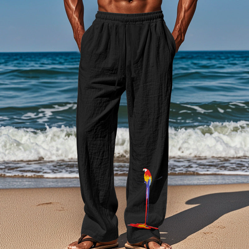 Herren Jackenähnliche Strandhose mit elastischem Bund und lebendigem Motiv Aliams