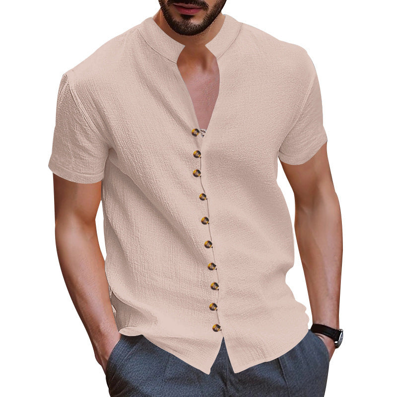 Herren Kurzarm-Henley-Hemd mit strukturiertem Stoff und eleganten Knopfdetails Aliams