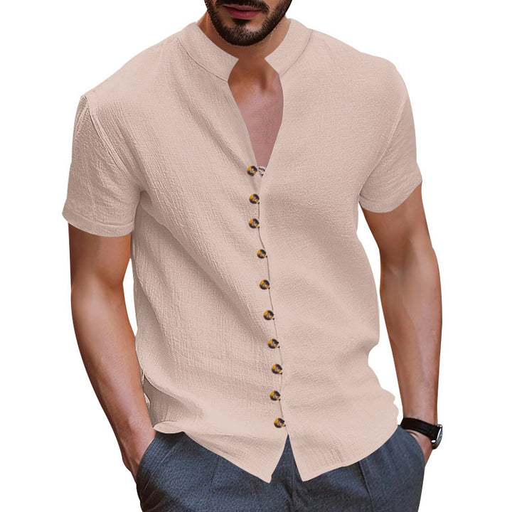 Herren Kurzarm-Henley-Hemd mit strukturiertem Stoff und eleganten Knopfdetails Aliams