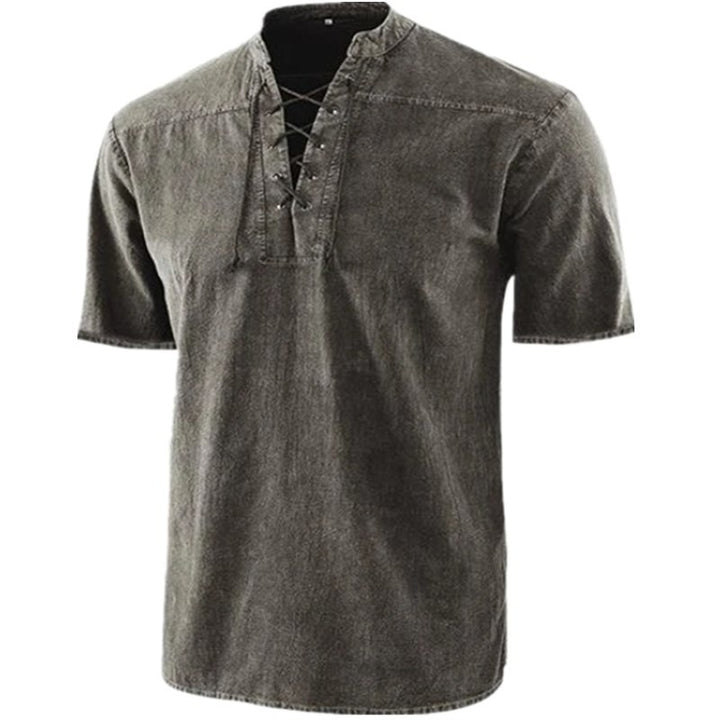 Herren Kurzarmhemd mit auffälligem Schnürdetail Aliams