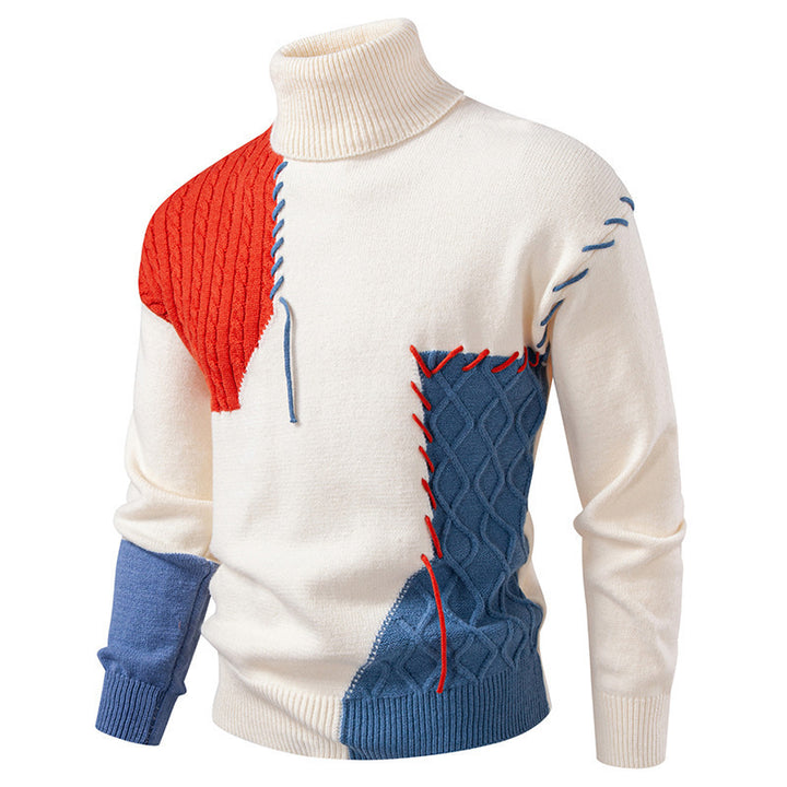 Herren Rollkragenpullover mit kreativem Strickdesign Aliams