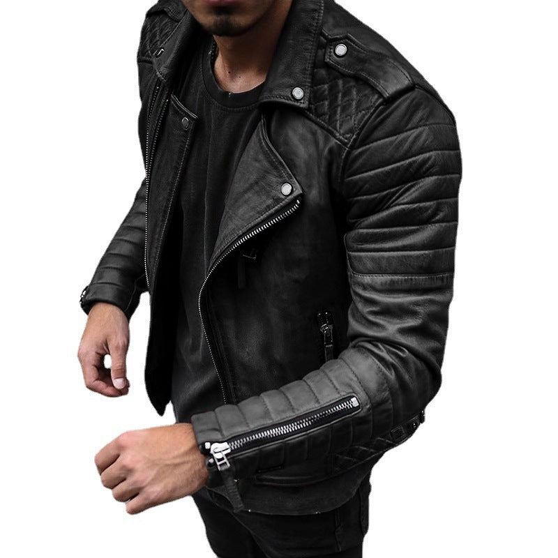 Herren Bikerjacke aus hochwertigem Leder mit strukturiertem Design und praktischen Reißverschlüssen Aliams