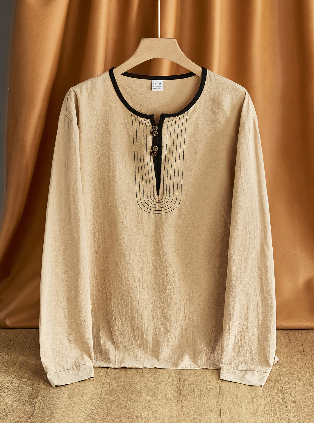 Herren bequemes Langarmshirt mit Knopfleiste und modischen Akzenten Aliams