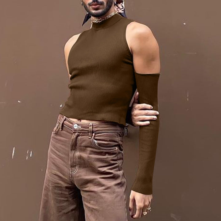 Herren Ärmelloses Oberteil mit modischem Stehkragen und langer Ärmeldesign Aliams