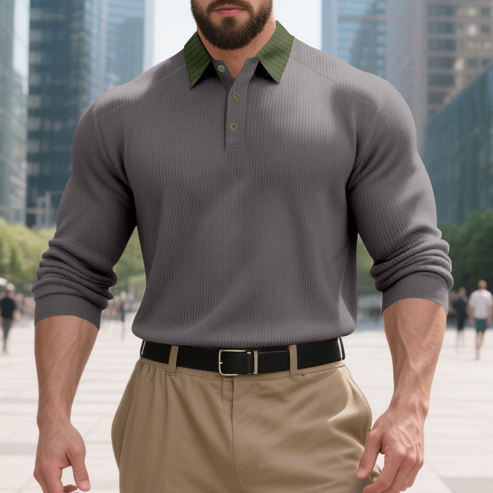 Herren Poloshirt mit strukturiertem Baumwollstoff und stylishen Kontrastdetails Aliams