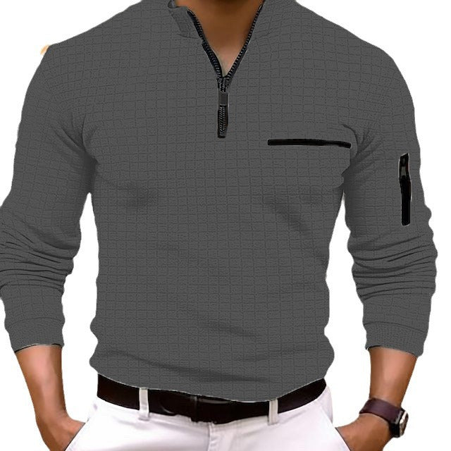 Herren sportliches Oberteil mit halbem Reißverschluss und strukturiertem Design Aliams