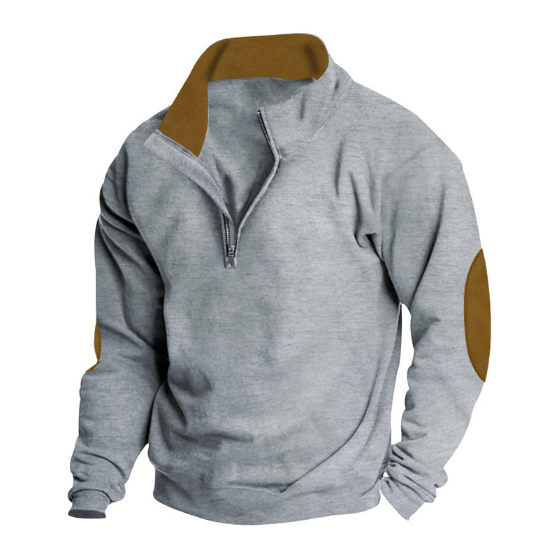 Herren Fleece-Pullover mit hohem Kragen und eleganten Akzenten Aliams