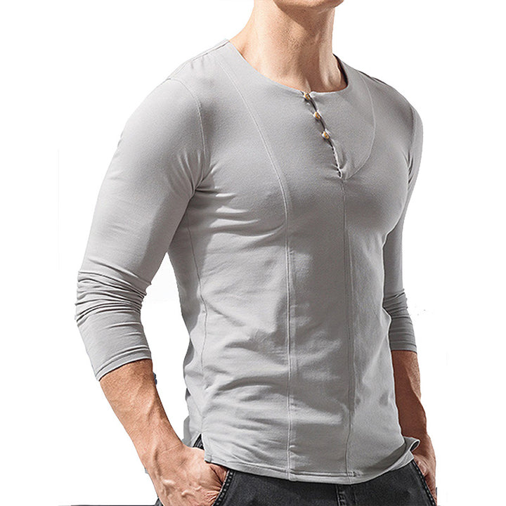 Herren elegantes Langarmshirt mit Knopfdetails Aliams