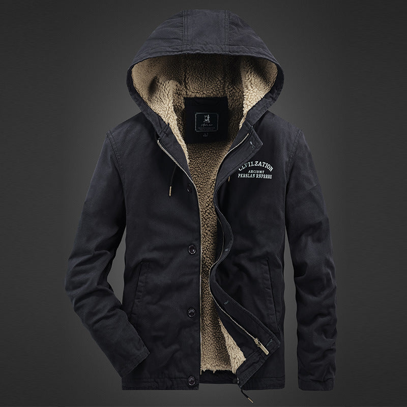Herren warme Fleecejacke mit Kapuze und isolierendem Innenfutter Aliams