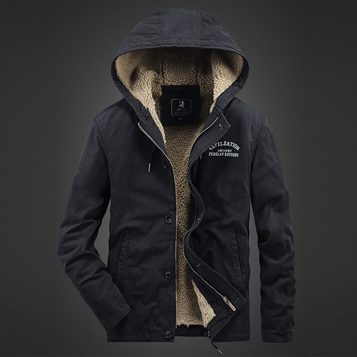 Herren warme Fleecejacke mit Kapuze und isolierendem Innenfutter Aliams