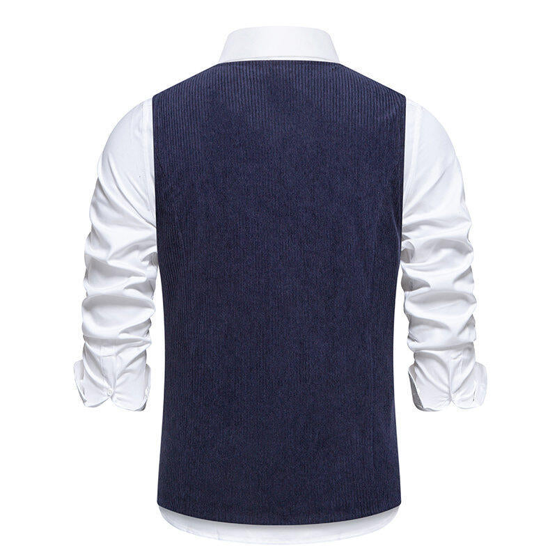 Herren elegante Anzugweste im klassischen Herringbone-Design mit praktischen Taschen Aliams