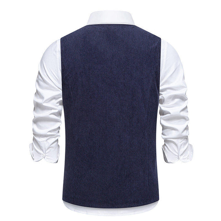 Herren elegante Anzugweste im klassischen Herringbone-Design mit praktischen Taschen Aliams