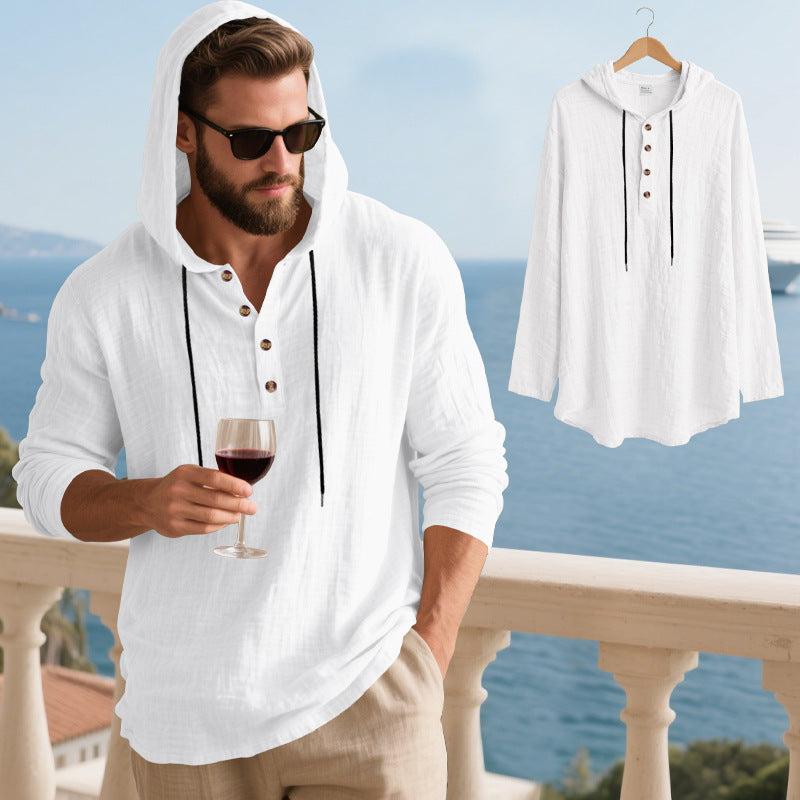 Herren Kapuzenshirt mit Knopfleiste und lässigem Schnitt Aliams