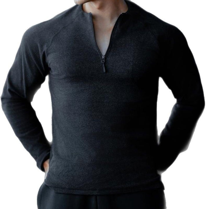 Herren Langarm Workout Shirt mit innovativem Reißverschluss Aliams