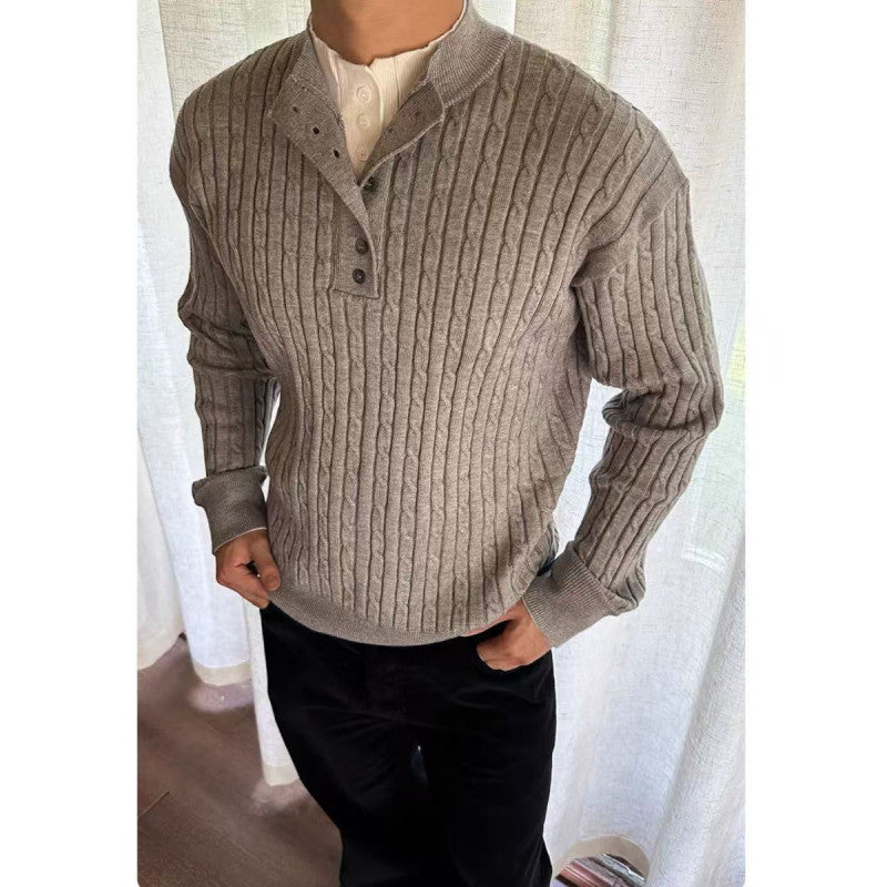 Herren Feinstrickpullover mit dekorativen Knopfdetails Aliams