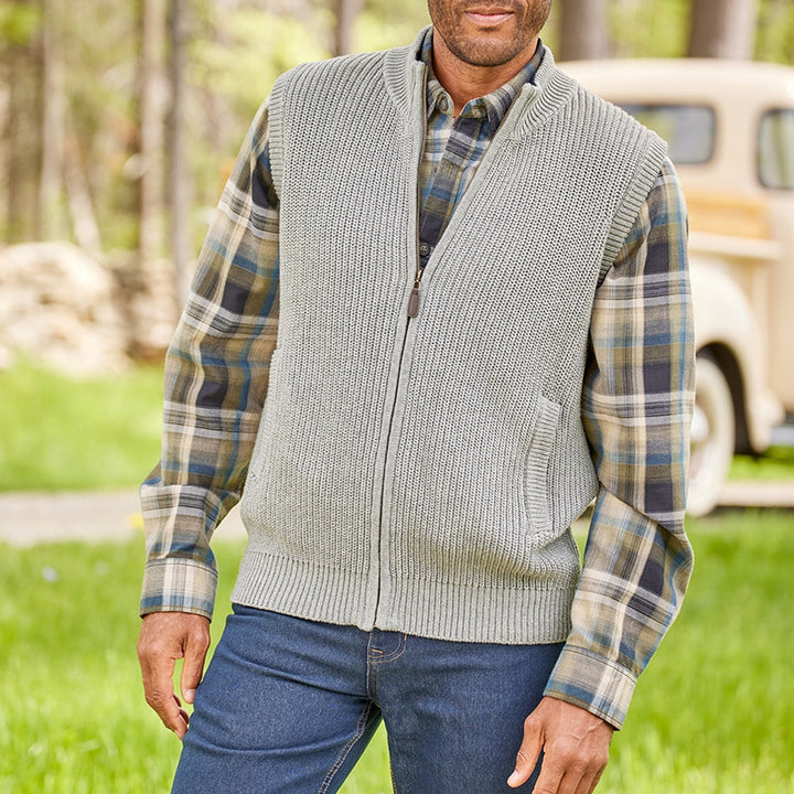 Herren grob gestrickte Weste mit Reißverschluss Aliams