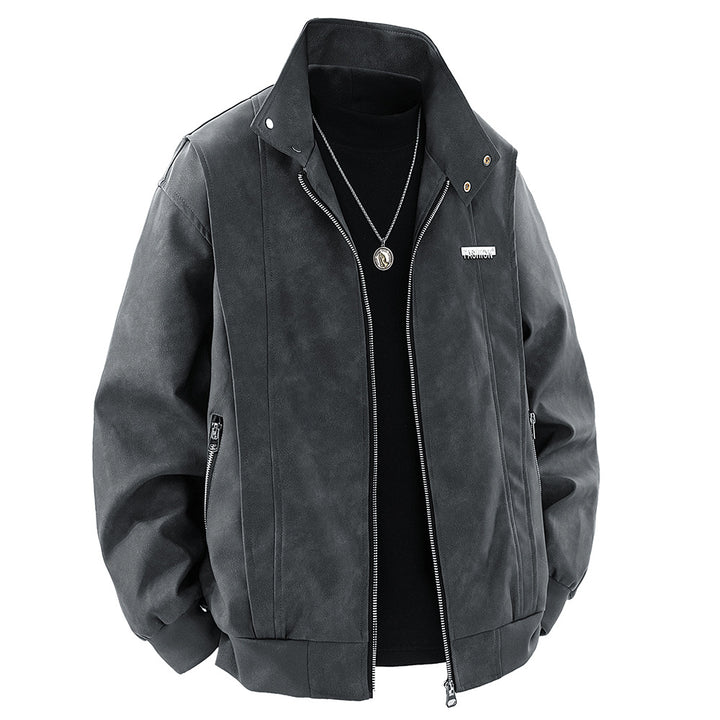 Herren Kunstlederjacke im modischen Design mit praktischem Stehkragen Aliams