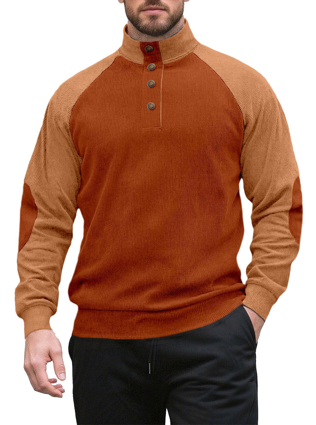 Herren Strickpullover mit modernem Stehkragen und Knopfleiste Aliams