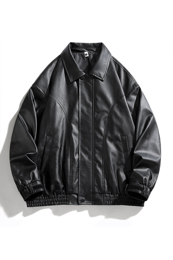 Herren elegante oversized Kunstlederjacke Aliams