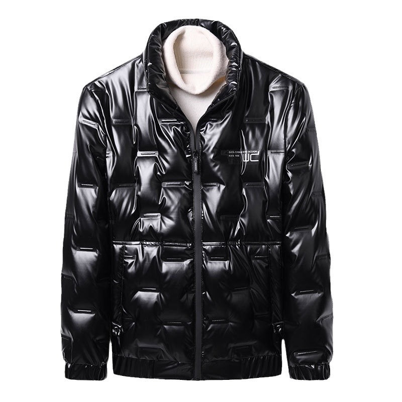 Herren glänzende Steppjacke mit hochabschließendem Kragen Aliams