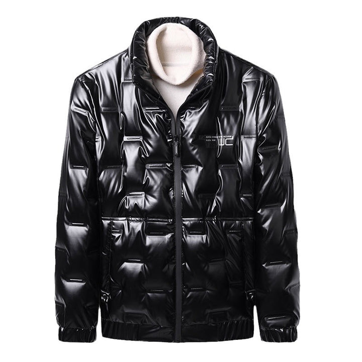Herren glänzende Steppjacke mit hochabschließendem Kragen Aliams