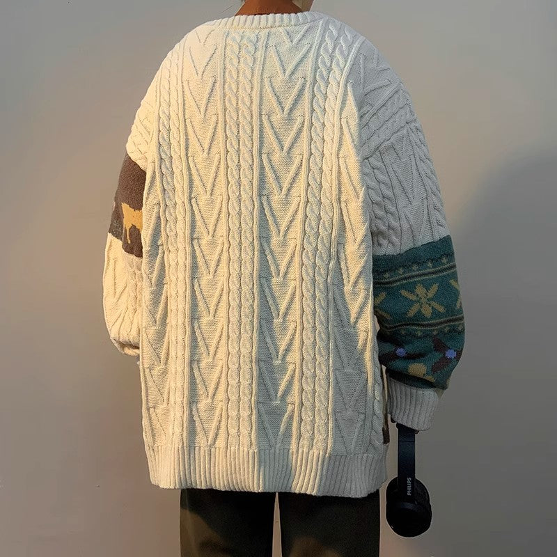 Damen gemusterter Grobstrickpullover Aliams