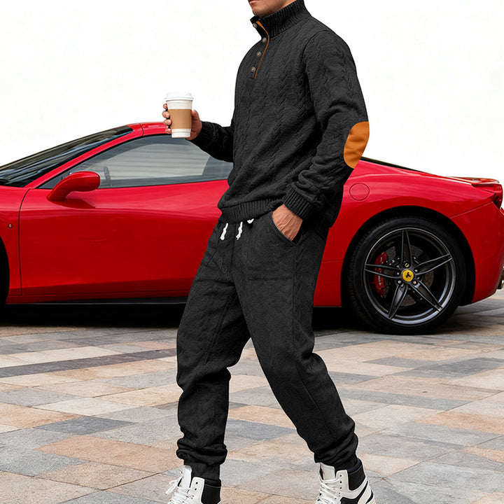 Herren Freizeitsportanzug mit strukturiertem Oberteil und seitlichen Taschen Aliams