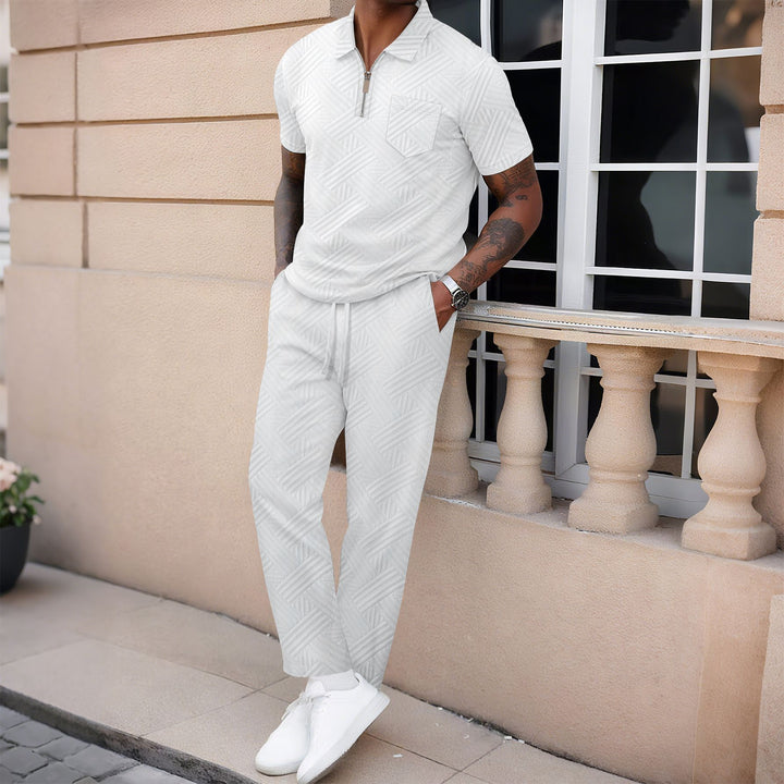 Herren sportliches Freizeit-Set mit kurzem Reißverschluss und strukturiertem Design Aliams