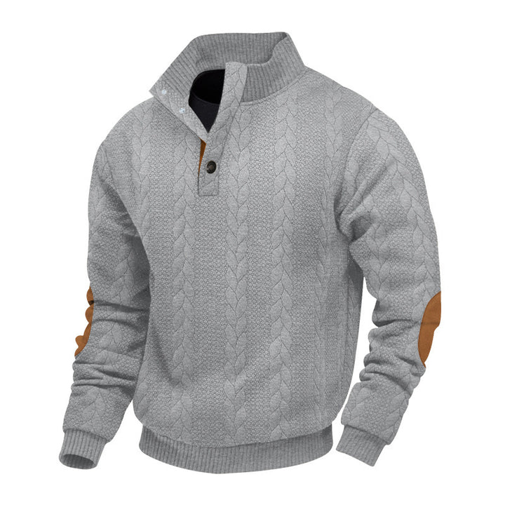Herren Fleece-Pullover mit strukturiertem Zopfmuster und modernem Stehkragen Aliams