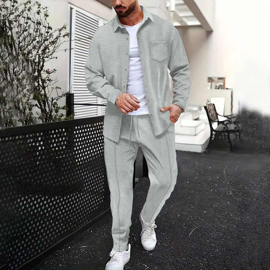 Herren elegantes Freizeit-Set mit geripptem Design Aliams