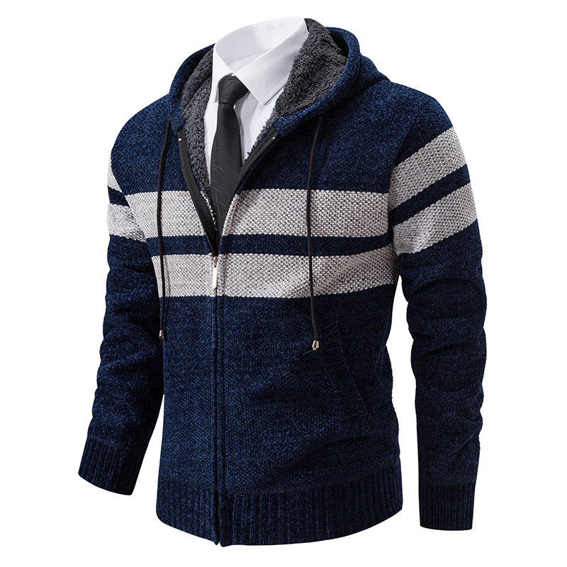 Herren Kapuzenpullover mit modernem Reißverschluss und praktischem Fleecefutter Aliams