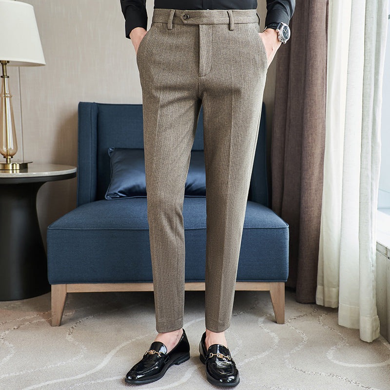 Herren schicke Anzughose mit schmalem Schnitt und feiner Struktur Aliams