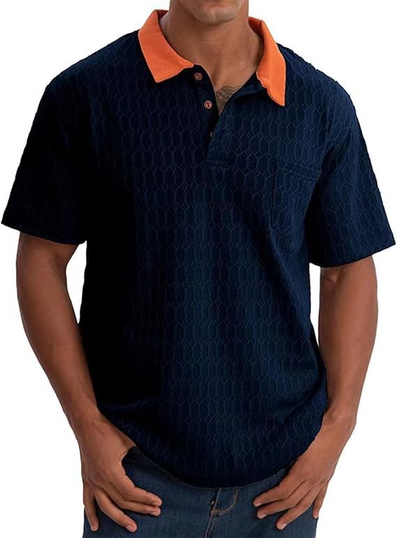 Herren Poloshirt mit strukturiertem Design und kontrastierendem Kragen Aliams