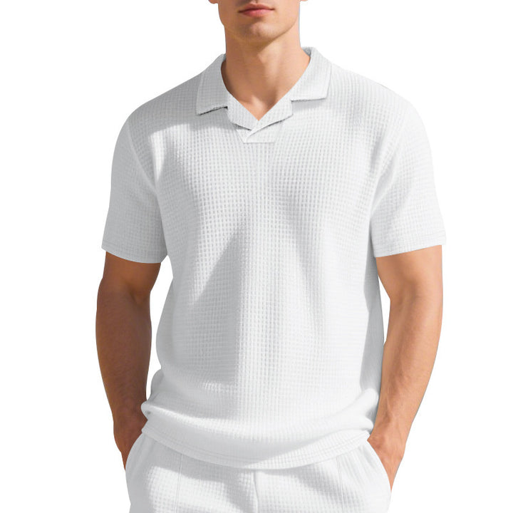 Herren hochwertiges Kurzarm-Polohemd mit strukturiertem Design und modischem Kragen Aliams