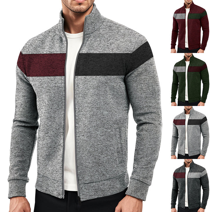 Herren Sportjacke mit kontrastierenden Farben und hohem Stehkragen Aliams