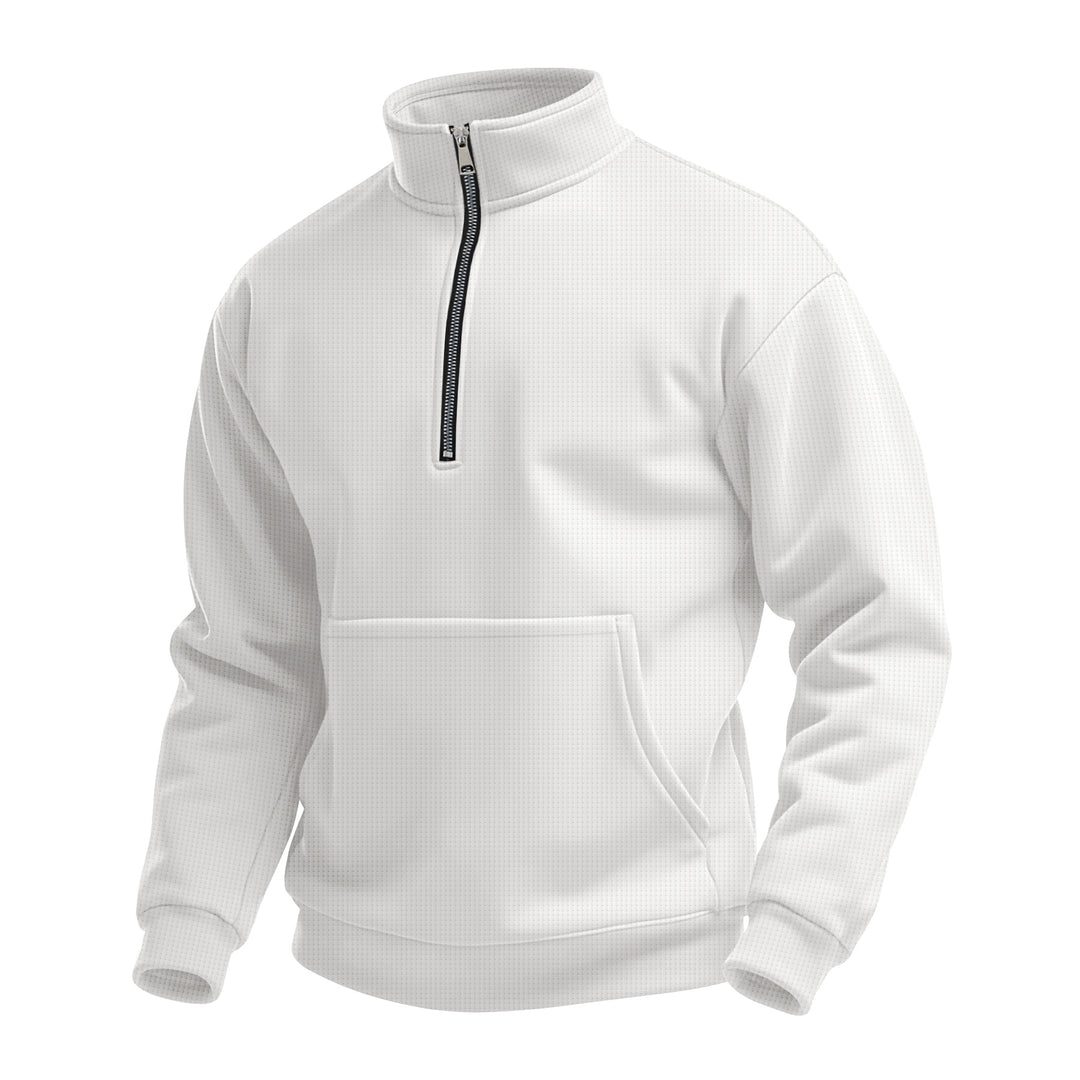 Herren sportlicher Fleece-Pullover mit Reißverschluss und Taschen Aliams