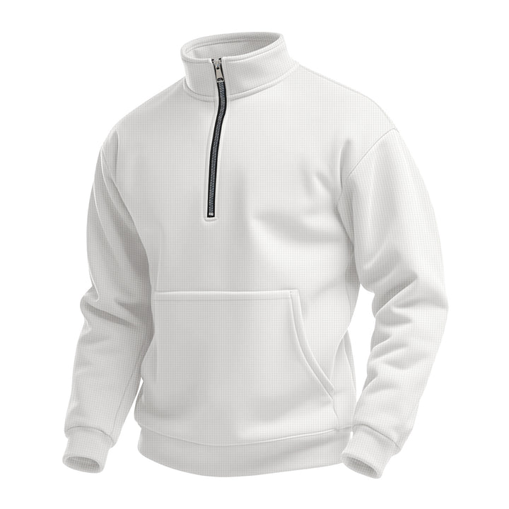 Herren sportlicher Fleece-Pullover mit Reißverschluss und Taschen Aliams