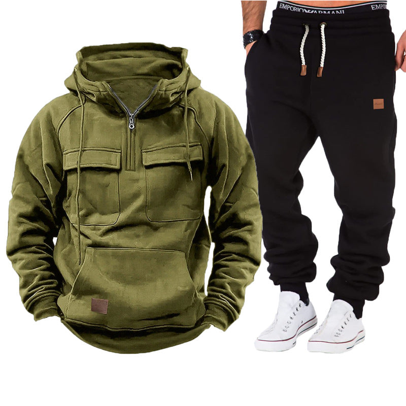 Herren funktionale Kapuzenjacke mit durchgehendem Reißverschluss und praktischen Taschen Aliams