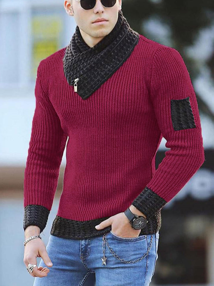 Herren Strickpullover mit hohem Kragen und strukturiertem Design Aliams