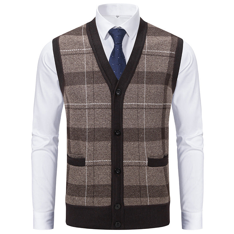 Herren elegante Strickjacke mit modernem Karomuster Aliams