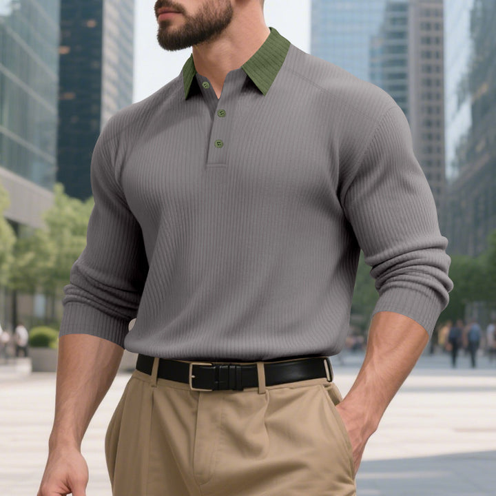 Herren elegantes Pullover mit kontrastierendem Kragen Aliams