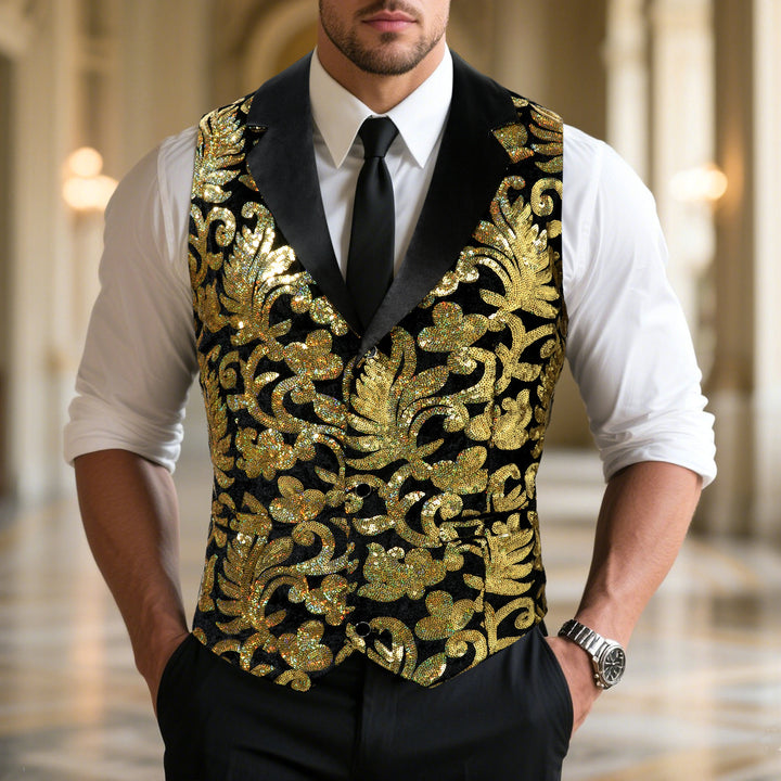 Herren schimmernde festliche Weste mit floralen Mustern Aliams