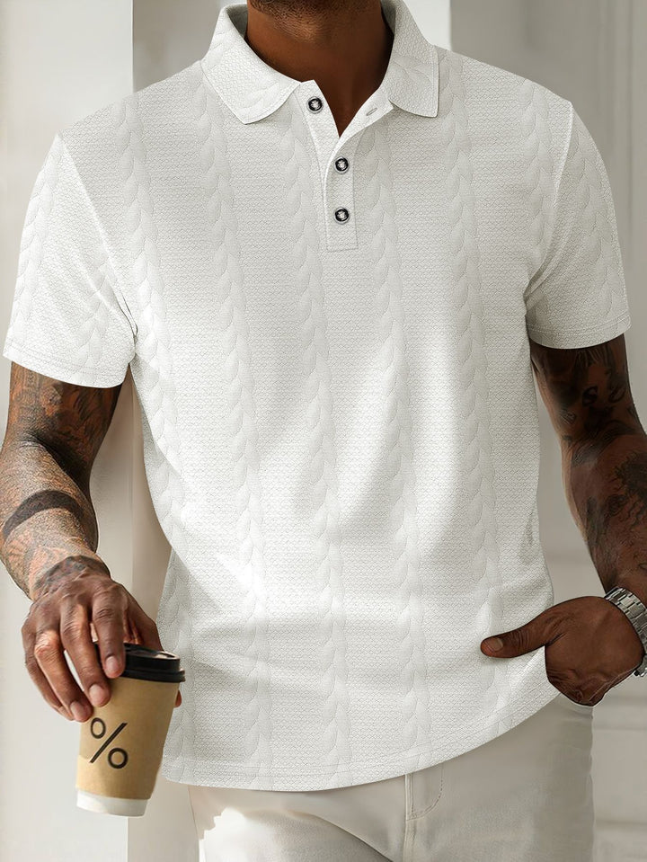 Herren Polohemd mit strukturiertem Design und eleganter Knopfleiste Aliams